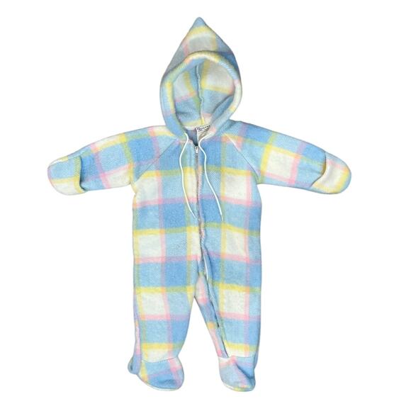 Quiltex Baby Winter Snowsuit Fleece One Piece Retro Infant 9 Months Warm Outdoor - Picture 1 of 8